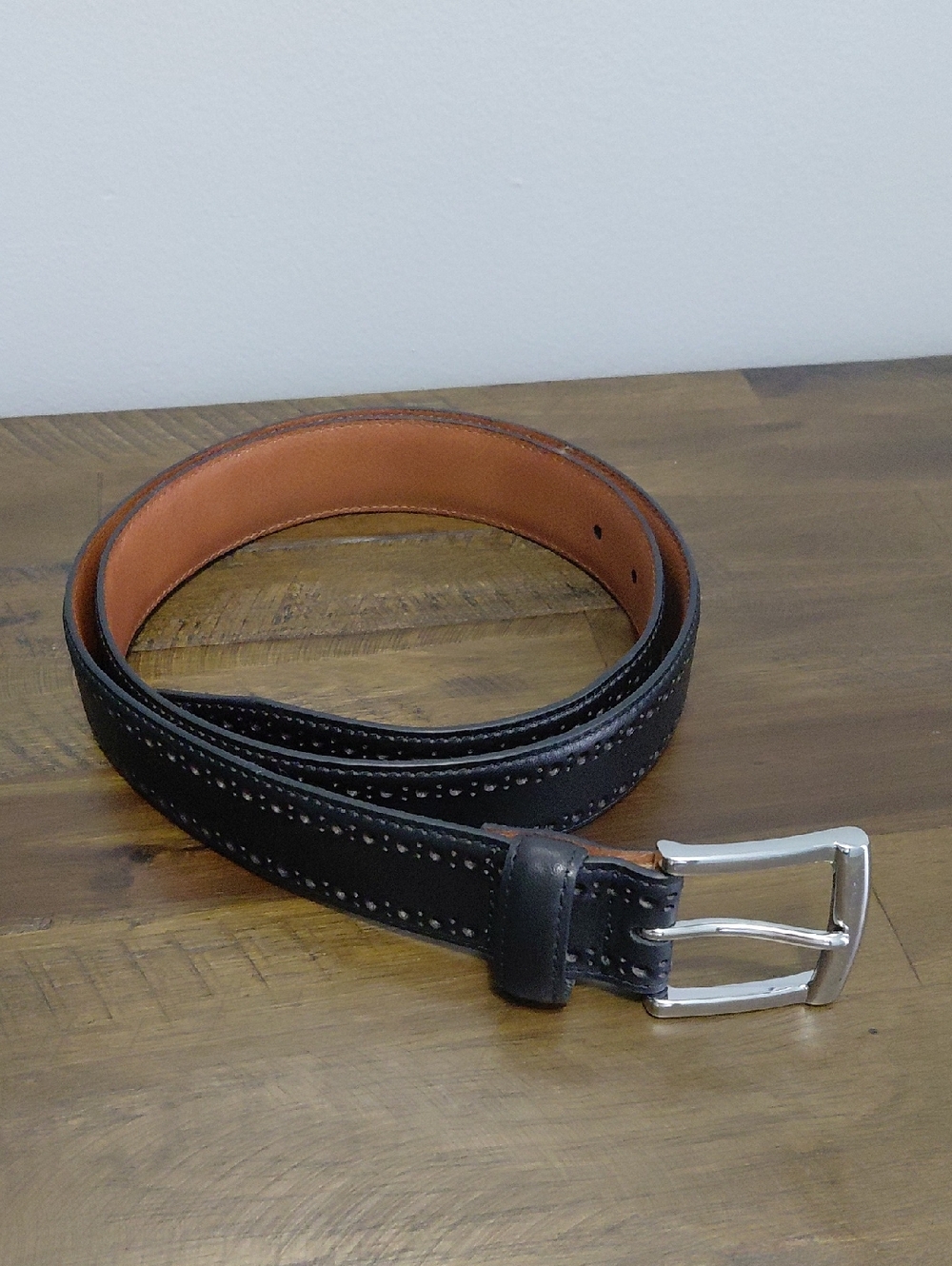 Johnston & Murphy Classic Black Leather Men's Belt Sz 38
